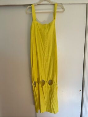 ANTONIO MELANI Limon Yellow Linen Dress with Cutout Detail
